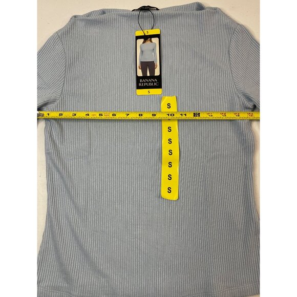 Banana Republic Womens Small Ribbed Knit Top Blue Long Sleeve Boat Neck NWT - Picture 6 of 11